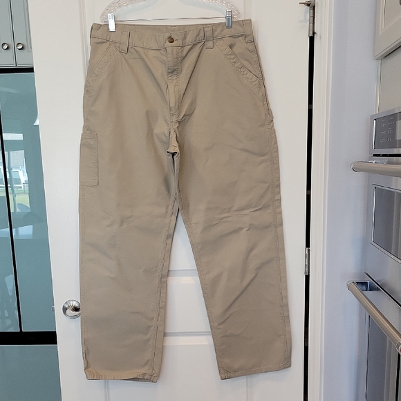 Carhartt Khaki Dungaree Loose Fit Carpenter Workwear Pant 40x34 - Picture 1 of 6